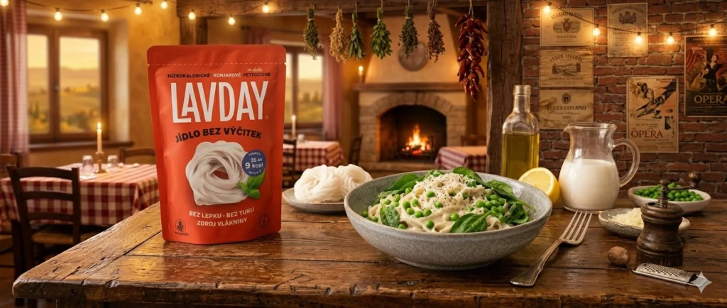 Fettuccine Alfredo s hráškom a špenátom (Creamy & Veggie)